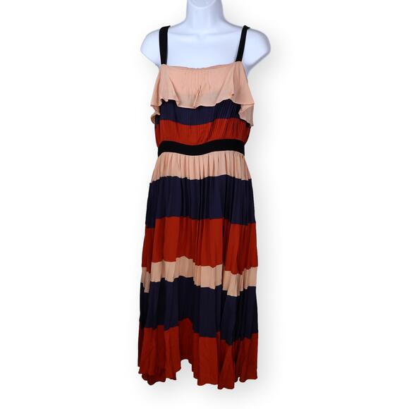 Endless Rose Sundress Colorblock Striped Red Navy Pink L - Picture 1 of 10